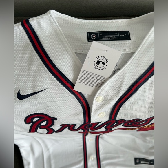 Nike Atlanta Braves Ronald Acuna Jr White Jersey MLB Baseball Men’s Sz XL - Picture 6 of 7
